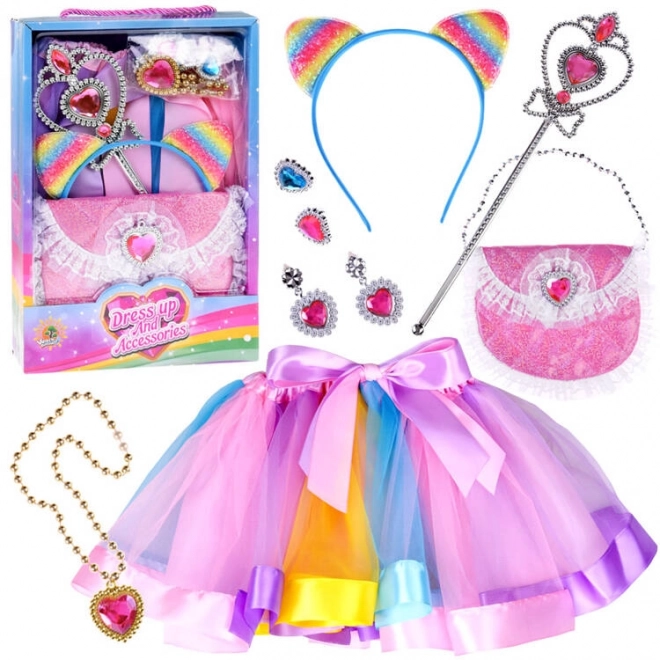 Fairy Costume with Wand and Rainbow Skirt