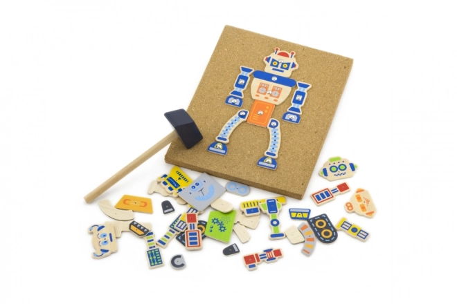 Wooden Hammering Robot Toy