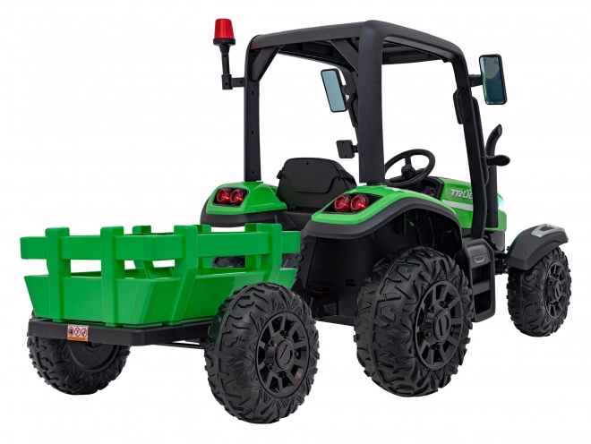 Dětský traktor s přívěsem zelený