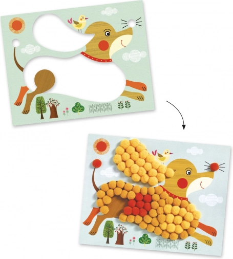 Collages with Pom-poms Dog Playfulness by Djeco