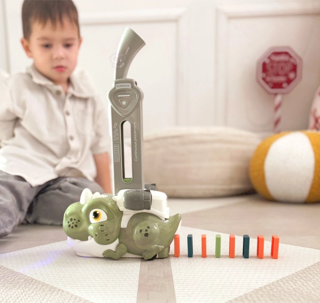 Dinosauro verde interattivo WOOPIE con trenino elettrico e domino