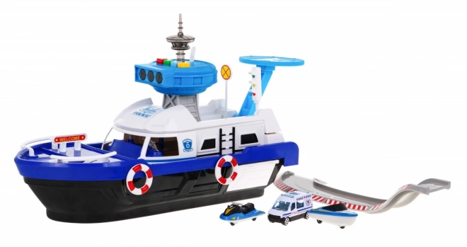 Interactive Police Boat 2-in-1 with Storage and Vehicles for Kids 3+