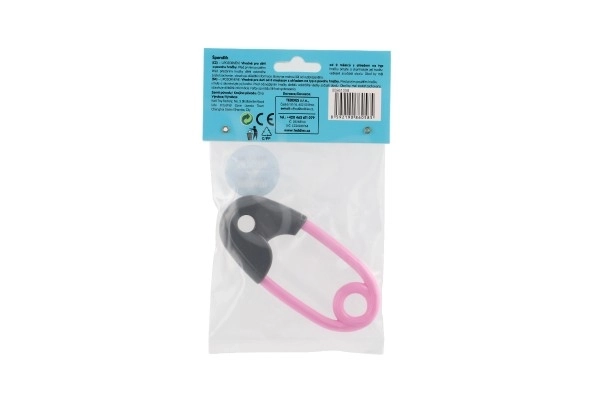 Baby Rattle Safety Pin Gray-Pink