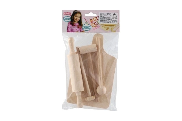 Wooden Kitchen Play Set - Cutting Board, Rolling Pin, Mallet