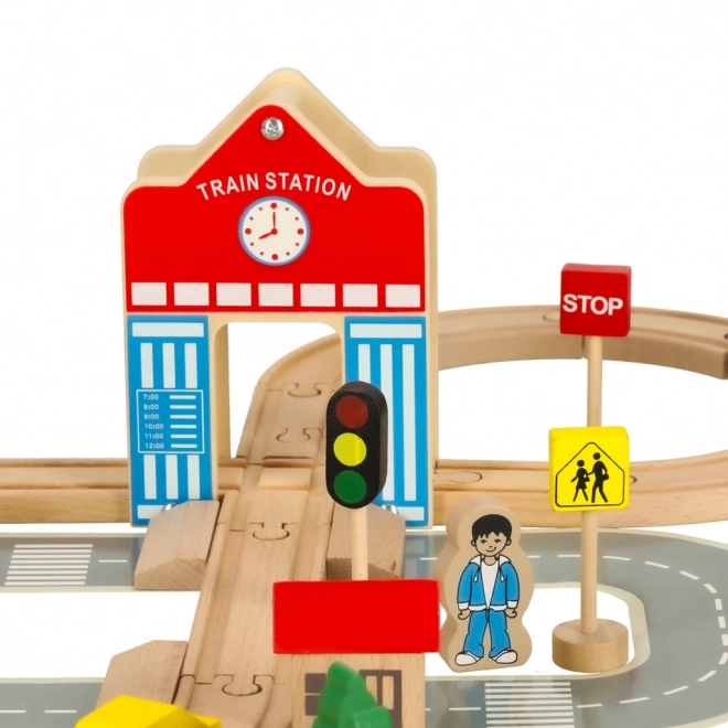 Wooden Train Set With Station