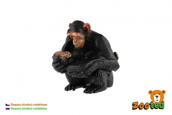 Chimpanzee Female with Baby Plastic Figure