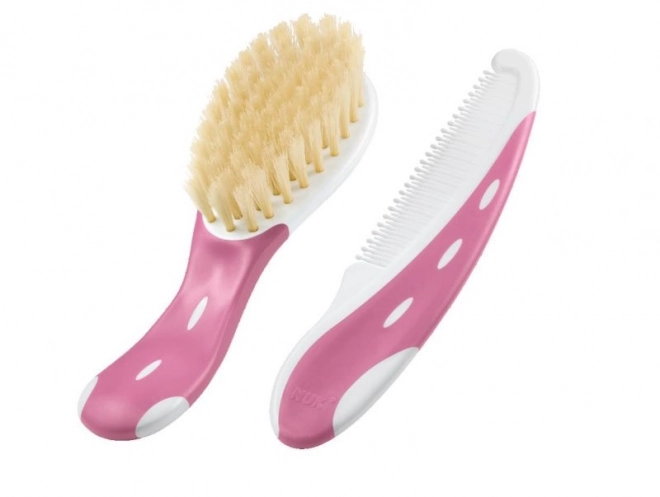 Nuk Baby Velvet Soft Hairbrush and Comb Set Pink