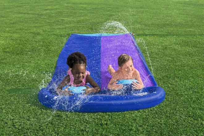 Double Water Slide with Inflatable Cushions