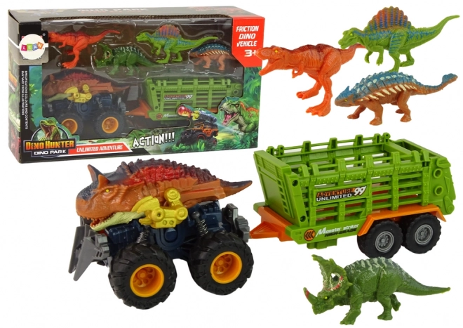 Dinosaur Themed Vehicle with Trailer and Dinosaurs