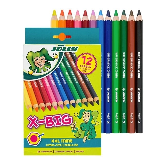 Large Coloring Crayons X-Big Jolly 12 Colors