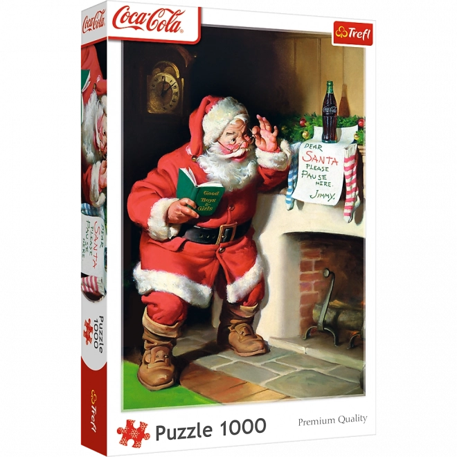 Puzzle 1000 pièces Coca‑Cola de Noël – Santa près de la cheminée
