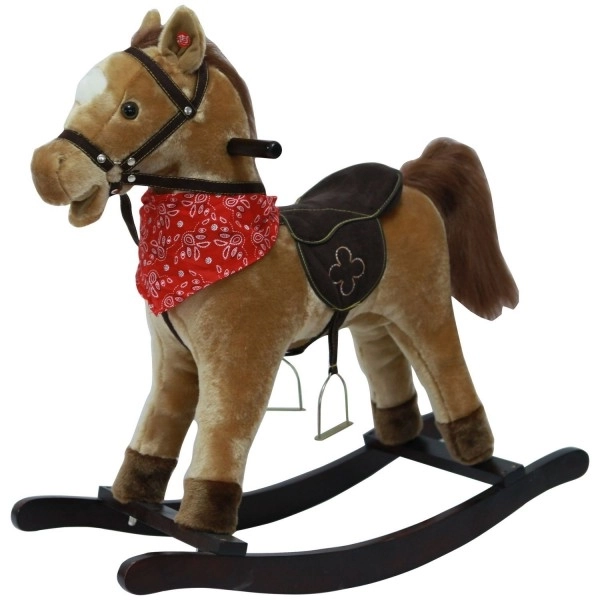 Plush Rocking Horse with Sound and Motion – White and black