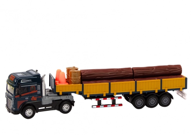 Blue Timber Truck with Trailer and Sound Effects