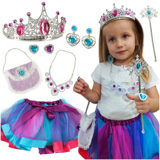 Princess Queen Costume Set with Crown and Handbag