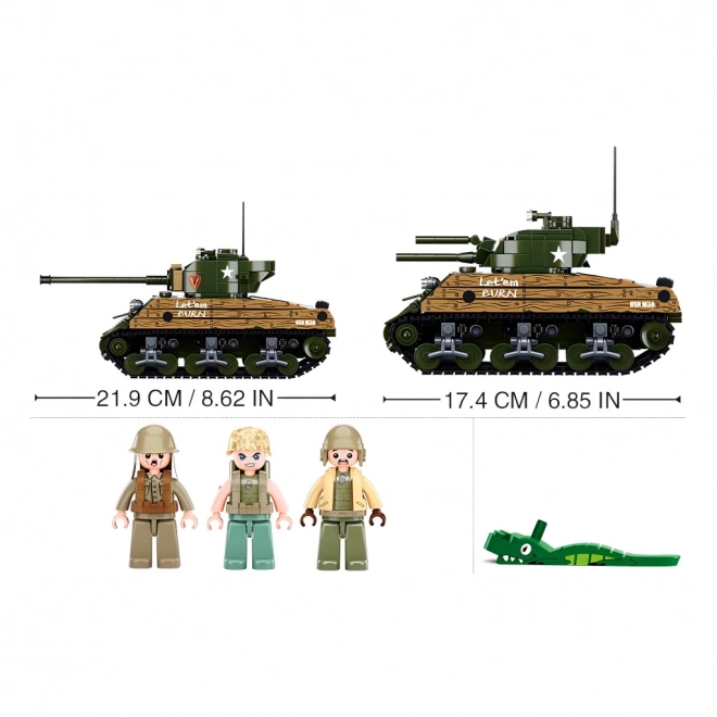 Sluban Army WW2 Battle Tank M4A3 Sherman