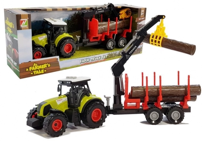 Forestry Tractor with Trailer and Crane for Wood