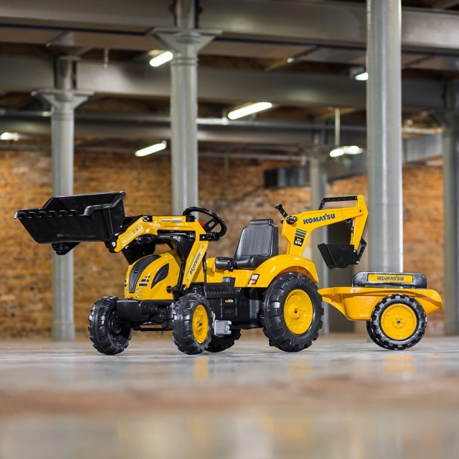 Pedal Tractor Komatsu with Front and Rear Bucket and Roller