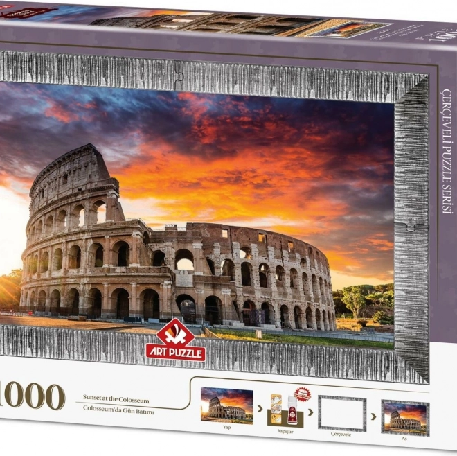 Puzzel zonsondergang boven het Colosseum met lijm en lijst 1000 stukjes