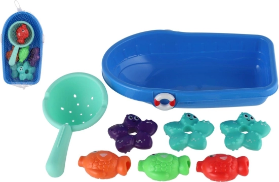 Ensemble de bain avec petit bateau en plastique et animaux marins