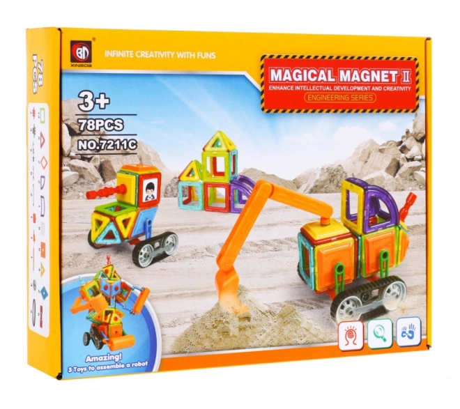 Magnetic Construction Blocks for Kids with Excavator Arm