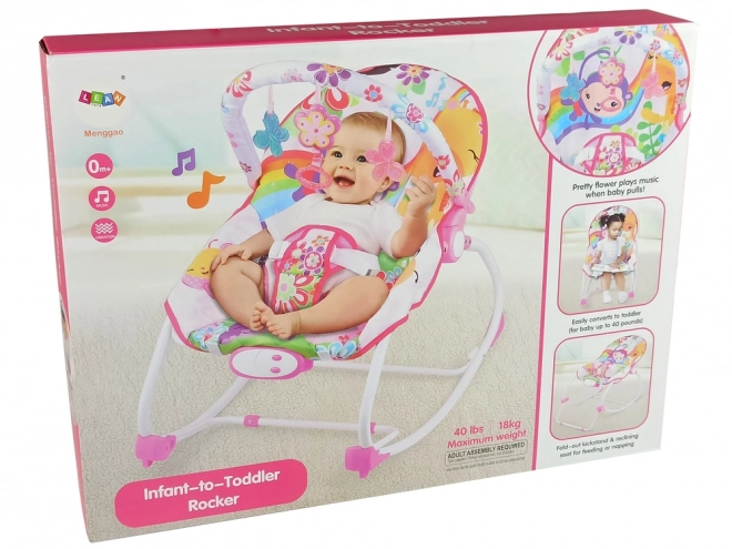 2-in-1 Pink Baby Rocker with Music and Vibration