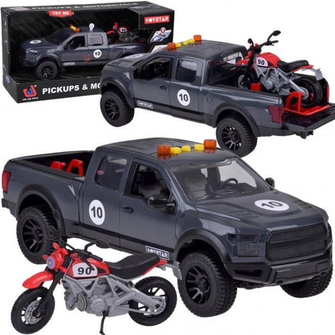 Pickup and Motorcycle Toy Set with Sound and Lights