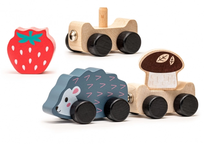 Wooden Toy Clever Hedgehog Train Strawberry Mushroom