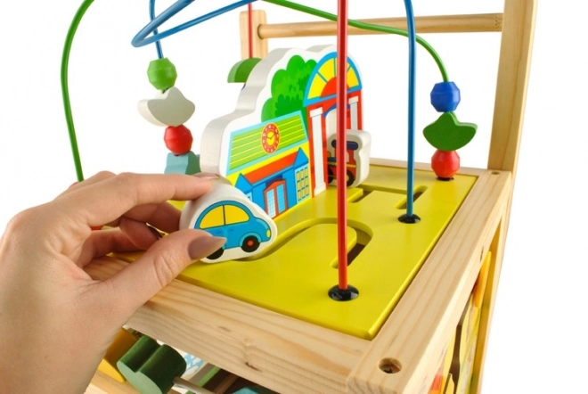 Wooden Push Walker and Educational Cube for Kids