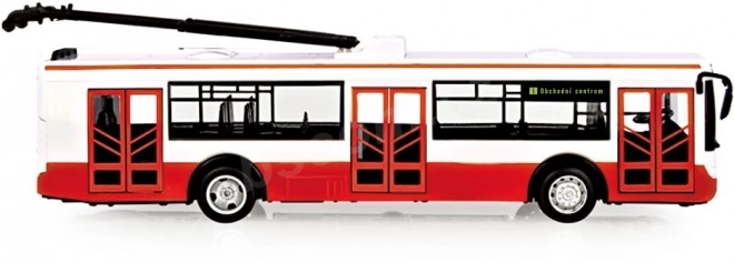 Modrý autobus hlásící zastávky česky 28 cm