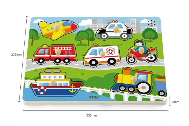 Viga Holzpuzzle mit Geräuschen Fahrzeuge