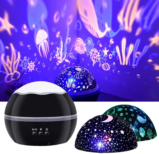 Night Light Projector - Starry Sky & Ocean Depth – Black