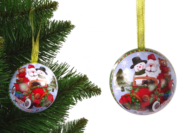 Christmas Ornament Santa with Snowman Green