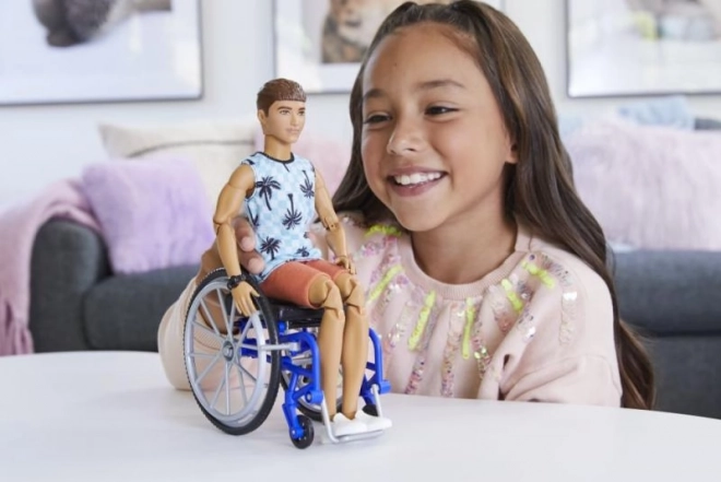 Barbie Model Ken in Wheelchair with Blue Plaid Tank