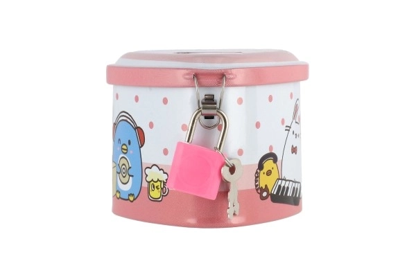 Tin Heart Money Box with Lock