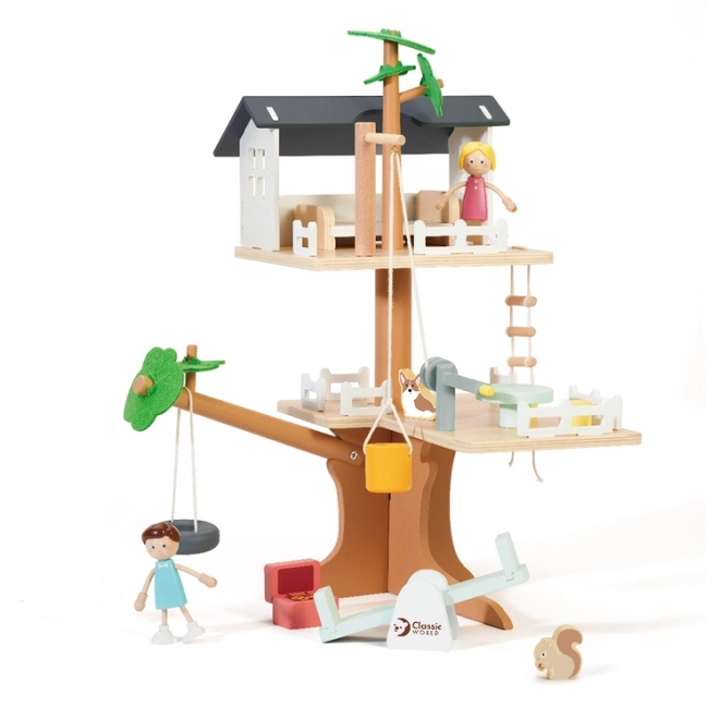 Casa sull'albero con accessori in legno 31 pezzi