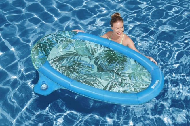 Inflatable Tropical Mattress with Mesh Bottom and Drink Holder