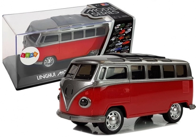 Red Toy Bus with Friction Drive and Lights