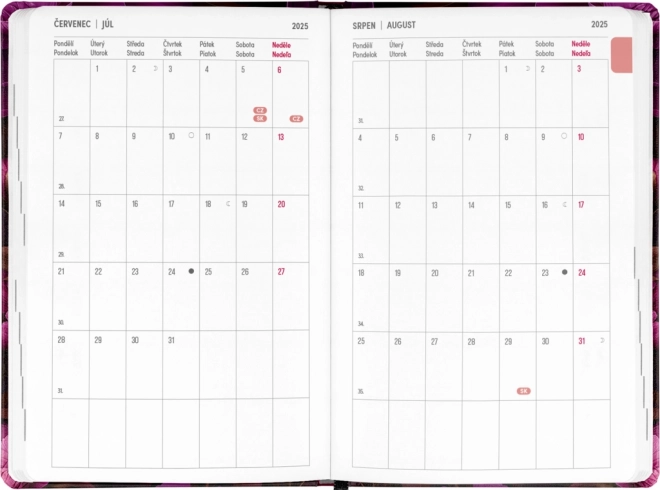 Agenda NOTIQUE 18 mois Petito – Fleurs violettes 2025/2026, 11 x 17 cm