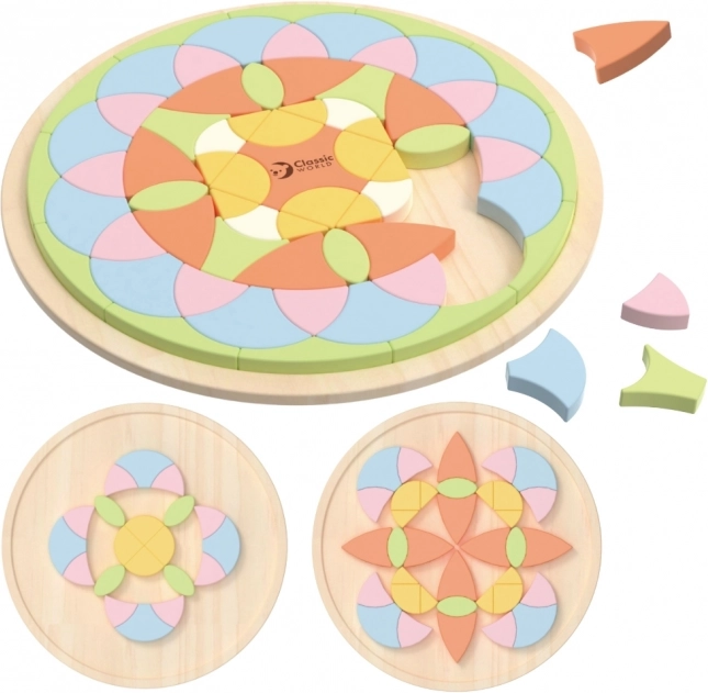 Pastelová mandala Montessori mozaika květiny