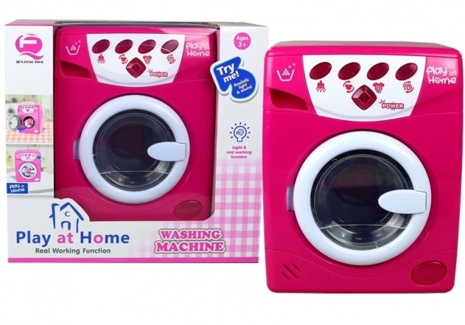 Battery-Operated Pink Washing Machine with Sound