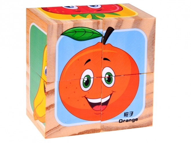 Wooden Fruit Puzzle Blocks Set