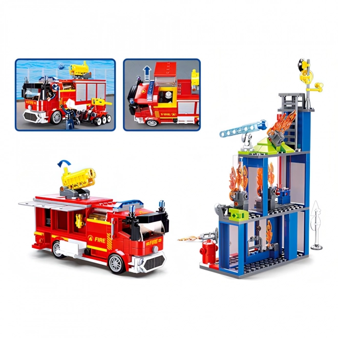 Large Fire Truck with Cannon and Mobile Robot