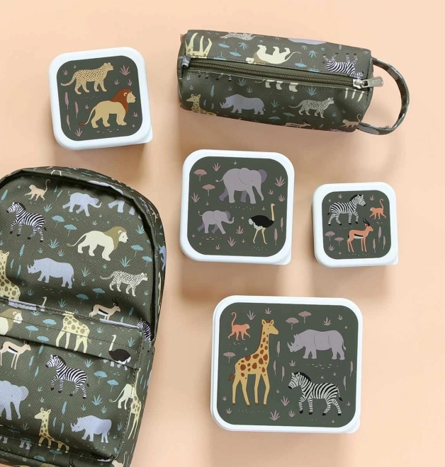 A little lovely company set of four snack boxes savannah animals