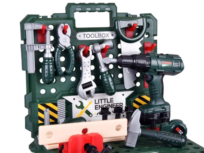 Workbench Tool Set with Battery-Powered Drill