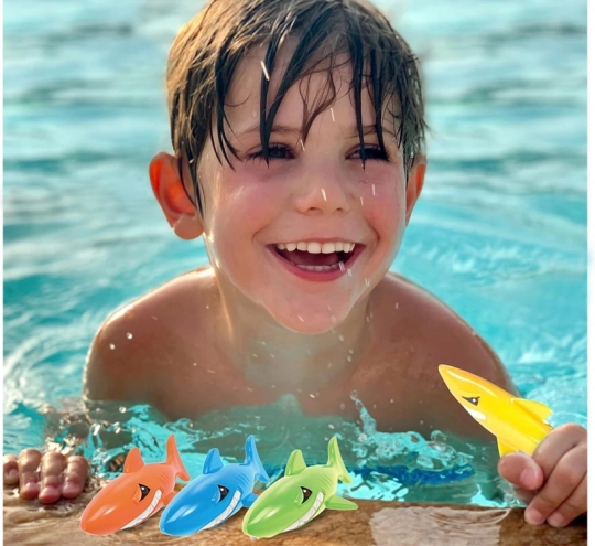 Set of 4 Colored Sharks for Children's Diving Lessons