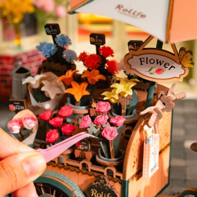 3d wooden puzzle flower cart