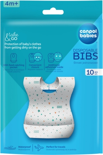 Wegwerpslabbetjes met waterdichte laag en opvangzak CANPOL babies, 10 stuks