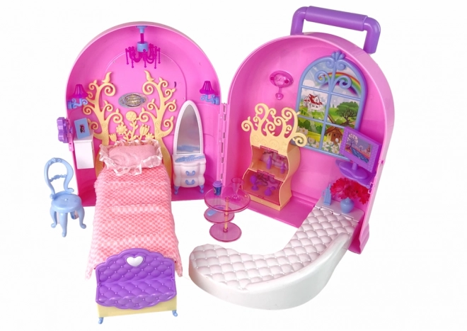 Foldable Large Dollhouse Suitcase with Furniture