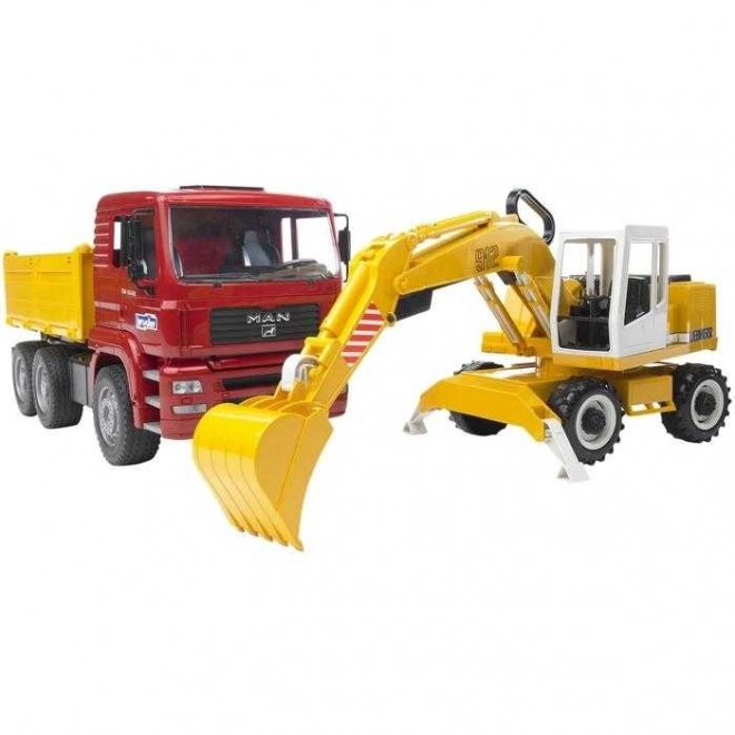 Bruder Man Truck with Liebherr Excavator