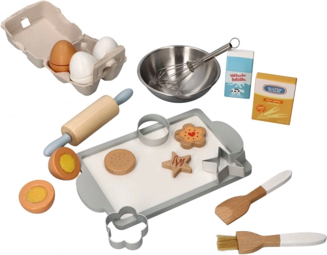 ensemble de pâtisserie pour enfants en bois et inox